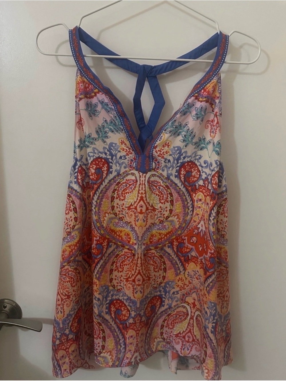 Laundry by Shelli Segal Paisley Halter Blouse XL Embroidered Boho Top